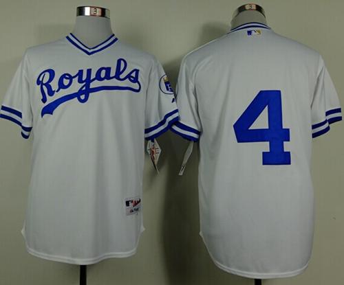 Royals #4 Alex Gordon White 1974 Turn Back The Clock Stitched MLB Jersey - Click Image to Close